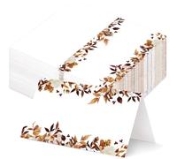 Whaline 100Pcs Fall Place Card 2 x 3.5 Inch Watercolor Floral Leaves Tent Name Cards Retro Boho Blank Seat Assignment Cards for Autumn Party Table Setting Supplies
