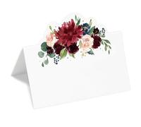 Whaline 100Pcs Floral Place Cards 3.5 x 2 Inch Flower Tented Cards Watercolor Seating Cards Retro Blank Table Name Signs for Wedding Buffet Party Table Setting Supplies