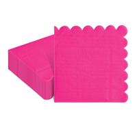 Whaline 100Pcs Hot Pink Cocktail Napkin Scalloped Paper Napkin Thick Disposable Party Dinner Dessert Beverage Napkin for Party Supplies Table Decor, 5 x 5 Inch