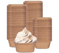 Whaline 100Pcs Parchment Square Cupcake Liners Kraft Paper Square Baking Cups Natural Color Cupcake Wrappers for Wedding Birthday Baby Shower Party Supplies