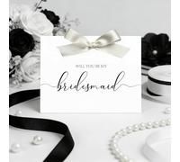 Whaline 11Pcs Bridesmaid Proposal Cards with Black White Bow Invitation Cards Will You Be My Bridesmaid Maid of Honor Matron of Honor Blank Invites for Wedding Bridal Shower, 4x 6 Inch