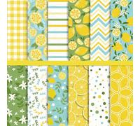 Whaline 12 Designs Lemon Pattern Paper Pack 24 Sheet Holiday Scrapbook Paper Double-Sided Collection Decorative Craft Paper Folded Flat for Party Supplies Card Making Scrapbook Photo Album Decor