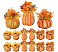 Whaline 12 Pcs Pumpkin 3D Paper Boxes 3 Design Fall Paper Floral Vase Watercolor Pumpkin Table Centerpiece Decoration for Birthday Thanksgiving Autumn Party Supplies