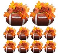 Whaline 12 Pcs Realistic Rugby 3D Paper Boxes Football Shape Fall Floral Vase Table Centerpiece Decoration for Rugby Games Sport Theme Party Supplies