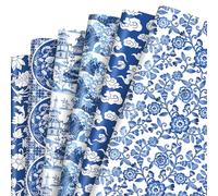 Whaline 12 Sheet Blue Chinoiserie Wrapping Paper 19.7 x 27.6 Inch Classic Chinese Landscape Porcelain Floral Gift Wrap Paper Assorted China Elment Folded Craft Paper for Birthday Wedding Party