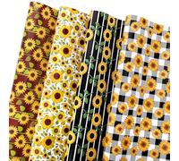 Whaline 12 Sheet Sunflower Wrapping Paper 4 Designs Summer Floral Wrapping Paper Plaids Stripe Sunflower Art Paper for Spring Summer Holiday Birthday Gift Wrap DIY Craft Decoration, 19.7 x 27.6 Inch