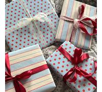 Whaline 12 Sheets Polka Dots Stripe Wrapping Paper - Not Roll - Red Blue Polka Dots Striped Gift Wrap Paper Folded Flat for DIY Crafts Birthday Baby Shower Party, 19.7 x 27.6 Inch