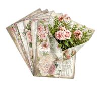 Whaline 12 Sheets Vintage Floral Wrapping Paper, Not Roll, Folded Flat | Retro Newspaper Print Gift Wrap, Rose Flower Craft Art Paper for Party DIY Wrapping Supplies, 19.7 x 27.6 Inch