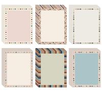 Whaline 120Pcs Boho Stationery Paper Colorful Computer Border Print Paper 6 Designs Letterhead Printing Writing Letters for School Classroom Student Teacher Supplies, 8.5 x 11 Inch