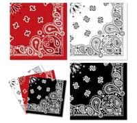 Whaline 120Pcs Western Bandana Cocktail Napkins, Red Black White, 3-Ply