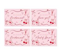 Whaline 12Pcs Bridesmaid Proposal Cards with Envelopes Stickers Red Cherry Bow Will You Be My Bridesmaid Maid of Honor Flower Girl Card for Wedding Bridal Shower Party Supplies
