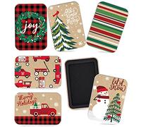 Whaline 12Pcs Christmas Tin Gift Card Holder Boxes 6 Design Metal Box with Lids Rustic Xmas Tree Snowman Tin Box Container for Christmas Stocking Stuffer Cards Crafts Party Favors