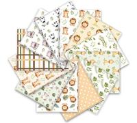 Whaline 12Pcs Safari Cotton Fabric Bundles Watercolor Safari Animals Printed Fabric Squares Jungle Theme Sewing Fabrics for DIY Handmade Craft Party Decor, 10 x 10 in