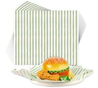 Whaline 150 Sheets Sage Green Wax Paper Striped Deli Paper Pastel Stripe Sandwich Wrapping Tissue Basket Liner for Food Baking Kitchen Party Supplies