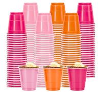 Whaline 150Pcs 2Oz Tequila Sunrise Plastic Shot Cups Orange Light Pink Rose Red Disposable Mini Shot Glasses Small Party Cups for Beer Drinks Snacks Samples Tastings Supplies