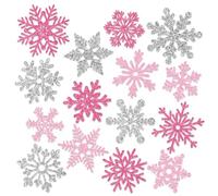 Whaline 15Pcs Christmas Refrigerator Magnets Pink Silver Snowflake Fridge Magnetic Stickers Xmas Winter Garage Magnet for Car Locker Metal Door Decor