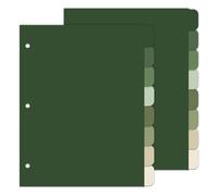 Whaline 16 Pcs/ 2 Set Sage Green 3 Ring Binder Dividers Colorful Index Dividers Plastic Page Folder Divider Sheets Protectors for Notebook Home Office Classroom Supplies