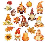 Whaline 16Pcs Fall GNOME Refrigerator Magnets Autumn Fridge Magnets Decals Maple Leaves Pumpkins GNOME Shape Magnetic Stickers for Thanksgiving Refrigerator Mailbox Metal Door Cabinets Decoration