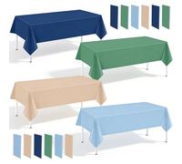 Whaline 16Pcs Jungle Safari Plastic Tablecloth Bear Baby Shower Rectangle Table Cover Waterproof Navy Blue Green Beige Table Cloth for Party Picnic Birthday Supplies, 54 x 108 Inch