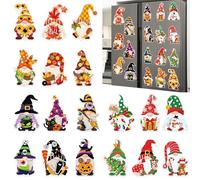 Whaline 18Pcs Holiday Refrigerator Magnets Fall Gnome Fridge Magnets Seasonal Gnome Metal Magnetic Sticker Decal for Autumn Thanksgiving Halloween Christmas Door Garage Mail Box Cabinet