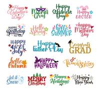 Whaline 18Pcs Word Metal Die Cuts Holiday Greetings Words Cutting Dies Celebration Embossing Templates Holiday Cut Die Stencils for DIY Scrapbooking Photo Album Paper Art Craft Decoration