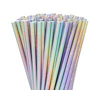 Whaline 200Pcs Iridescent Paper Straws Glitter Disposable Straws Clinquant Drinking Well Crafted Straws for Juices Shakes Birthday Wedding Baby Shower Decoration Mermaid Party Event Supplies