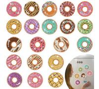 Whaline 20Pcs Donut Diamond Drawing Refrigerator Magnets DIY Colorful Donuts Rhinestone Painting Full Drill Painting Magnetic Stickers Diamond Art Kits for Fridge Whiteboards Crafts Home Decor
