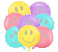 Whaline 20Pcs Smile Face Foil Balloons Colorful Smile Balloons Large Macaron Round Birthday Party Foil Balloons for Birthday Party Wedding Baby Shower Decoration Festival?Supplies, 4 Colors