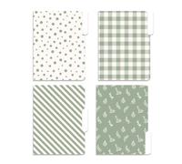 Whaline 24 Pack Sage Green File Folders Letter Size Botanical Leaves Plaid Striped Dots File Pockets with 1/3 Cut Tab for Home Office Classroom Supplies, 8.9 x 11.6 Inch
