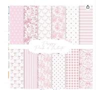 Whaline 24 Sheets 6 x 6 Inch Pink Bow Floral Pattern Paper Chinoiserie Scrapbook Specialty Paper Double Sided for DIY Crafts Card Making Photo Album Decor