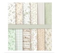 Whaline 24 Sheets Greenery Pattern Paper Green Brown Floral Double Sided Scrapbook Specialty Paper for Thanksgiving DIY Crafts Card Making Photo Album Decor, 11.8 x 11.8 Inch