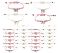 Whaline 24Pcs Coquette Bow String Bracelets Cute Bowknot Adjustable Braided Bracelet for Women Friend Birthday Party Favor Supplies