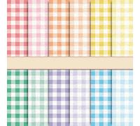 Whaline 24pcs Pastel Plaid Pattern Paper, Double-Sided, 12 Designs, 30 x 30cm, Perfect for Scrapbook, Card Making, Origami, Gift Decoration