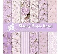 Whaline 24Pcs Purple Floral Pattern Paper 30x30cm Retro Flower Double-Sided Scrapbook Paper Flower Garden Craft Papers Folded Flat for DIY Background Card Making Photo Album Junk Journal Decor