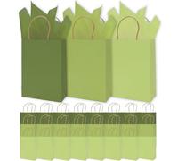 Whaline 24Pcs Sage Green Party Favor Bags Paper Gift Bags with Handles Candy Goodie Treat Bags with 30 Sheets Wrapping Tissue Papers for DIY Crafts Birthday Wedding Party Supplies