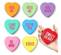 Whaline 24Pcs Valentine's Day Empty Heart Shaped Tins with Lids Colorful Conversation Hearts Metal Candle Candy Box Containers Jar for Wedding Bridal Shower Party Favors Candle Making DIY Crafts