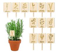 Whaline 24pcs Wooden Plant Labels - 12 Styles, 4 x 1.5 inch, 24 Count - Plant Markers, Garden Herb Markers