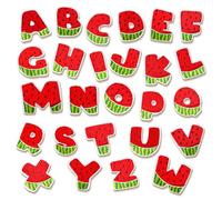 Whaline 26Pcs Watermelon Iron-On Sew-On Patches Cute Alphabet A to Z Heat Transfer Iron Patches Embroidered Cloth Patches Iron on Letters for Summer Clothing Fabric DIY Crafts