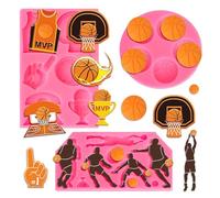 Whaline 3 Packs Basketball Fondant Molds Sports Theme Silicone Molds Basketball Chocolate Candy Mould for Kitchen Party Baking Sugar Craft Gum Resin Clay Decor Supplies