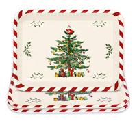 Whaline 3 Pcs Christmas Serving Trays Xmas Tree Plastic Serving Platters Dishes for Holiday Party Breakfast Lunch Dinner Food Snack Supplies, 10 x 13 Inch