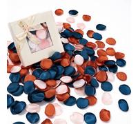 Whaline 300Pcs Silk Rose Petals with Box Navy Blue Champagne Ivory Artificial Flower Petals for Bridal Shower Wedding Aisle Table Centerpieces Reception Tables Romantic Night Decoration