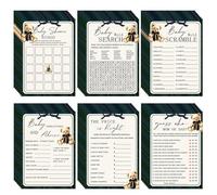 Whaline 302 Pcs Tartan Bear Baby Shower Game Cards Set Include Bingo Word Scramble Word Search Predictions & Advice The Price is Right Guess Mom or Dad for Adults Family Large Groups Gathering