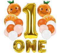 Whaline 30Pcs Orange Little Cutie 1st Birthday Decor Supplies Number One Balloon Letter ONE Balloon Orange Balloons Oranges White Balloons For Tangerine First Birthday Baby Shower Party Decor