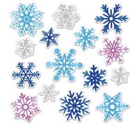 Whaline 30Pcs Winter Thick Gel Clings Christmas Blue Purple Silver Snowflake Window Gel Decals Cute Reusable Xmas Winter Window Clings for Home Classroom Nursery Frozen Party Supplies