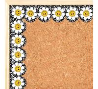 Whaline 32.8ft Back to School Bulletin Board Border Black White Composition White Smile Daisy Die-Cut Border Trim for Classroom Chalkboard Decoration