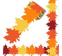 Whaline 32.8Ft Fall Bulletin Board Border Maple Leaves Shape Decorative Trim Yellow Orange Brown Leaf Die-Cut Border Trim for Autumn Thanksgiving Classroom Office Decor
