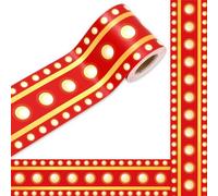 Whaline 32.8Ft Movie Night Bulletin Board Border Christmas Red Yellow Light Die Cut Trim Border Roll for Christmas Classroom Chalkboard Wall Decoration