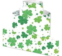 Whaline 32.8ft St. Patrick's Day Bulletin Board Border Green White Lucky Shamrock Clover Die-Cut Rolled Border Trim for Irish Holiday Chalkboard Wall Decoration