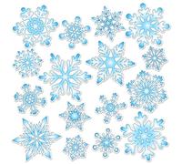 Whaline 32Pcs Christmas Snowflake Thick Gel Clings Winter Blue Snowflake Reusable Window Decals for Home School Classroom Nursery Decor Xmas Party Supplies, 2 Sheets