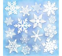 Whaline 32Pcs Christmas Thick Gel Clings Winter Silver Snowflake Reusable Window Decals for Home School Classroom Nursery Decor Xmas Party Supplies, 2 Sheets